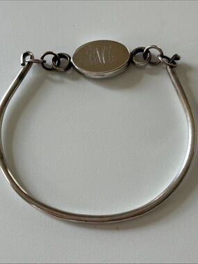 Vintage Sterling Silver Monogram Oval ID Bracelet - Silver
